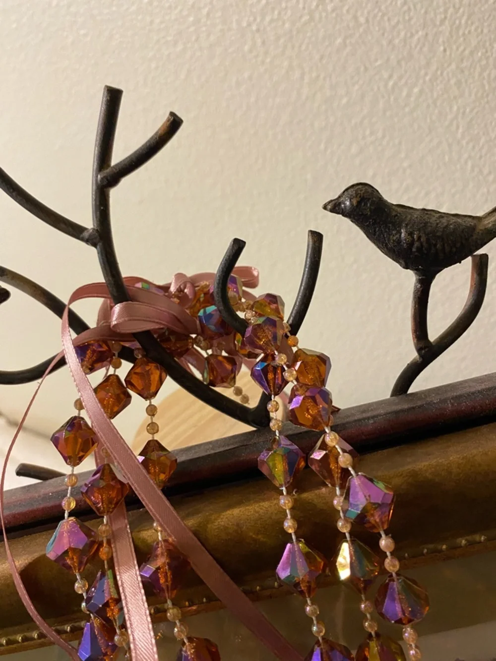 Hand Crafted Purple Iridescent Crystal Bib Necklace - Picture 5 of 6